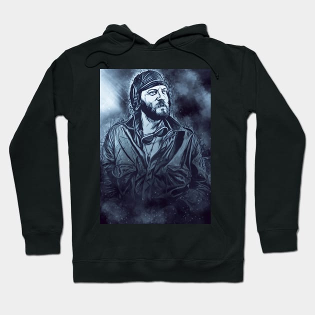 Oddball Abstract Blue Vintage Portrait Hoodie by Naumovski